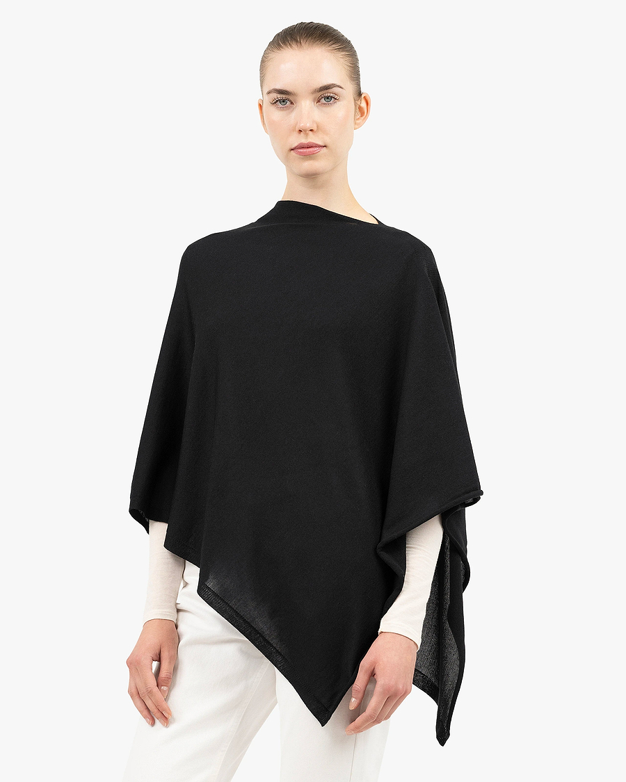 Positano Poncho - Black Cashmere / Seta
