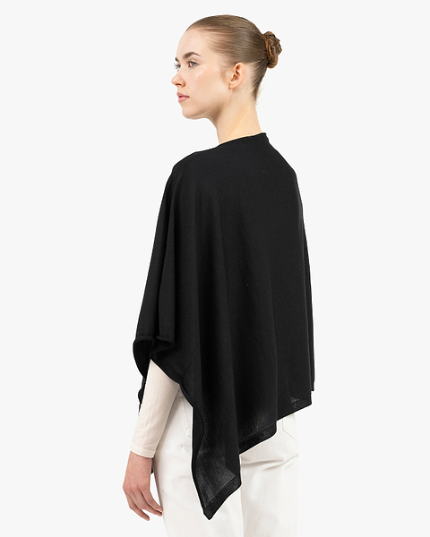Positano Poncho - Black Cashmere / Seta