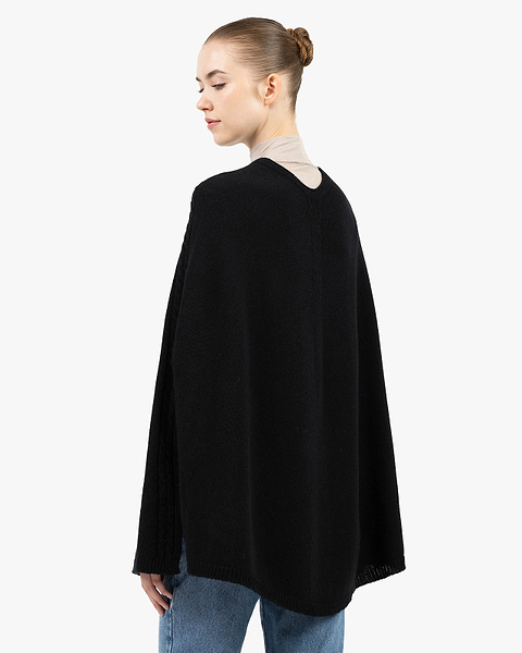 Riviera Poncho - Black Cashmere