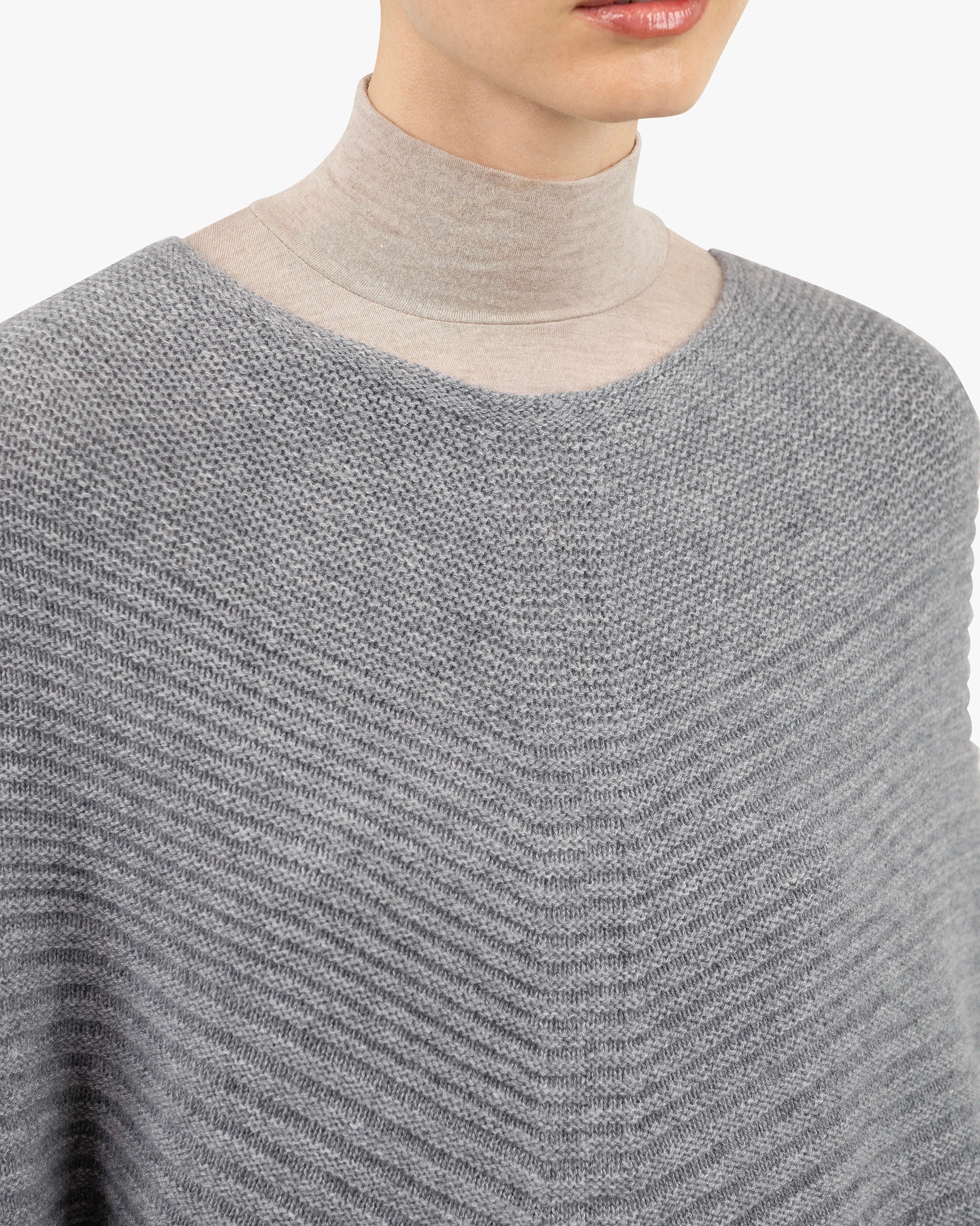 Sorbonne Poncho - Medium Grey Cashmere