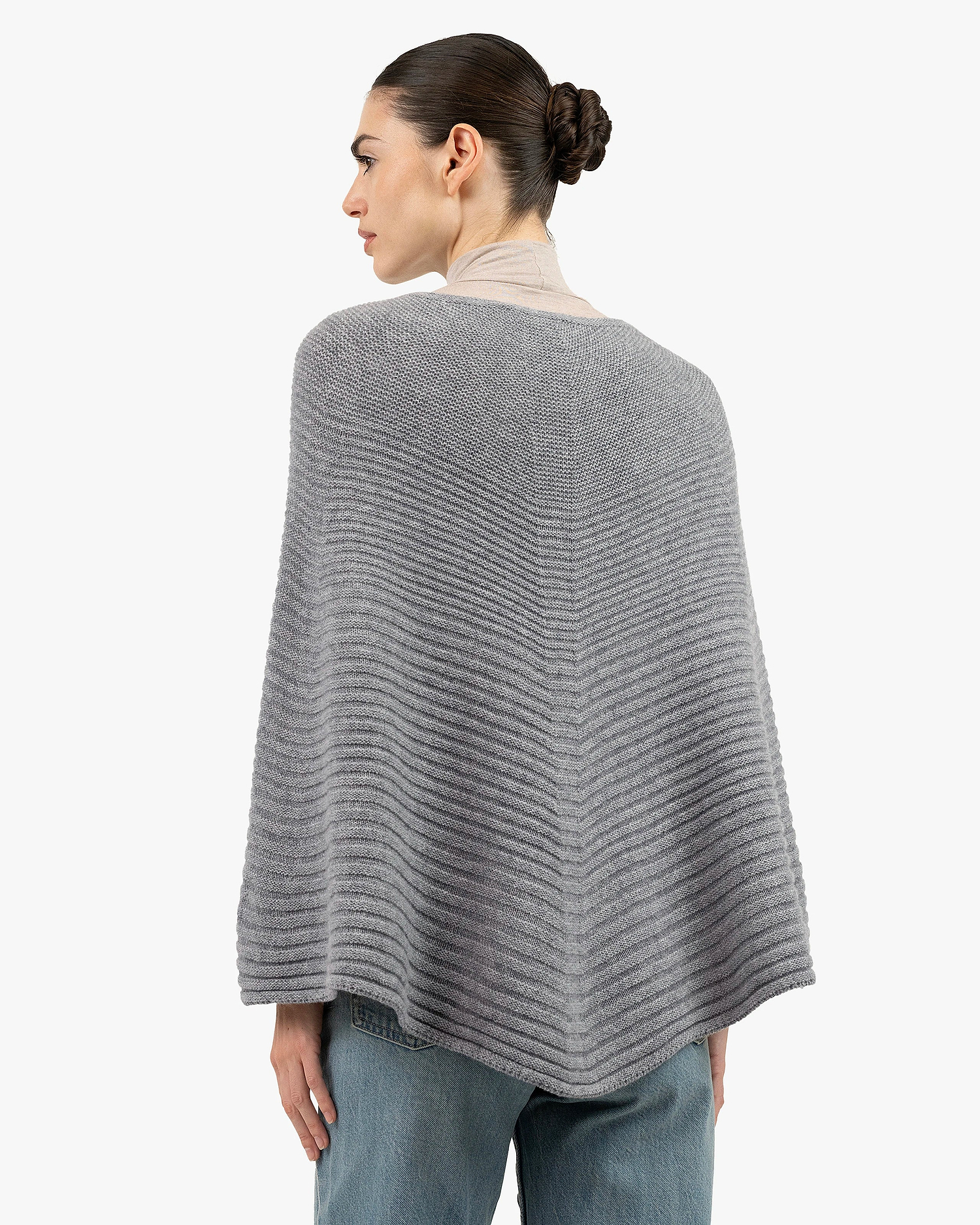 Sorbonne Poncho - Medium Grey Cashmere