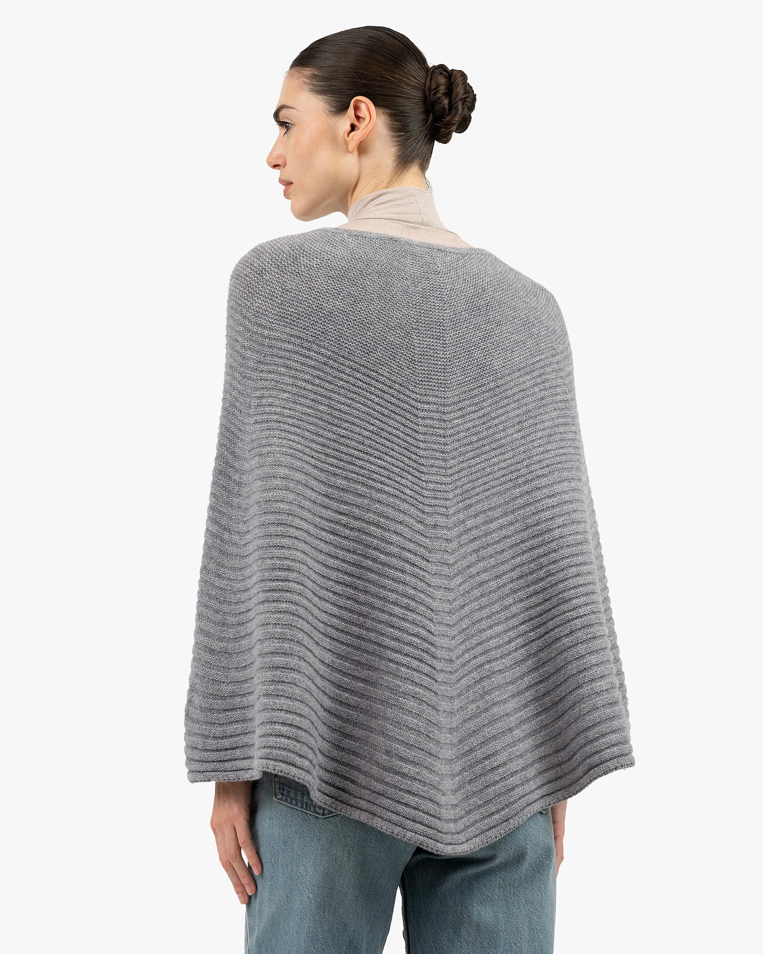 Sorbonne Poncho - Medium Grey Cashmere