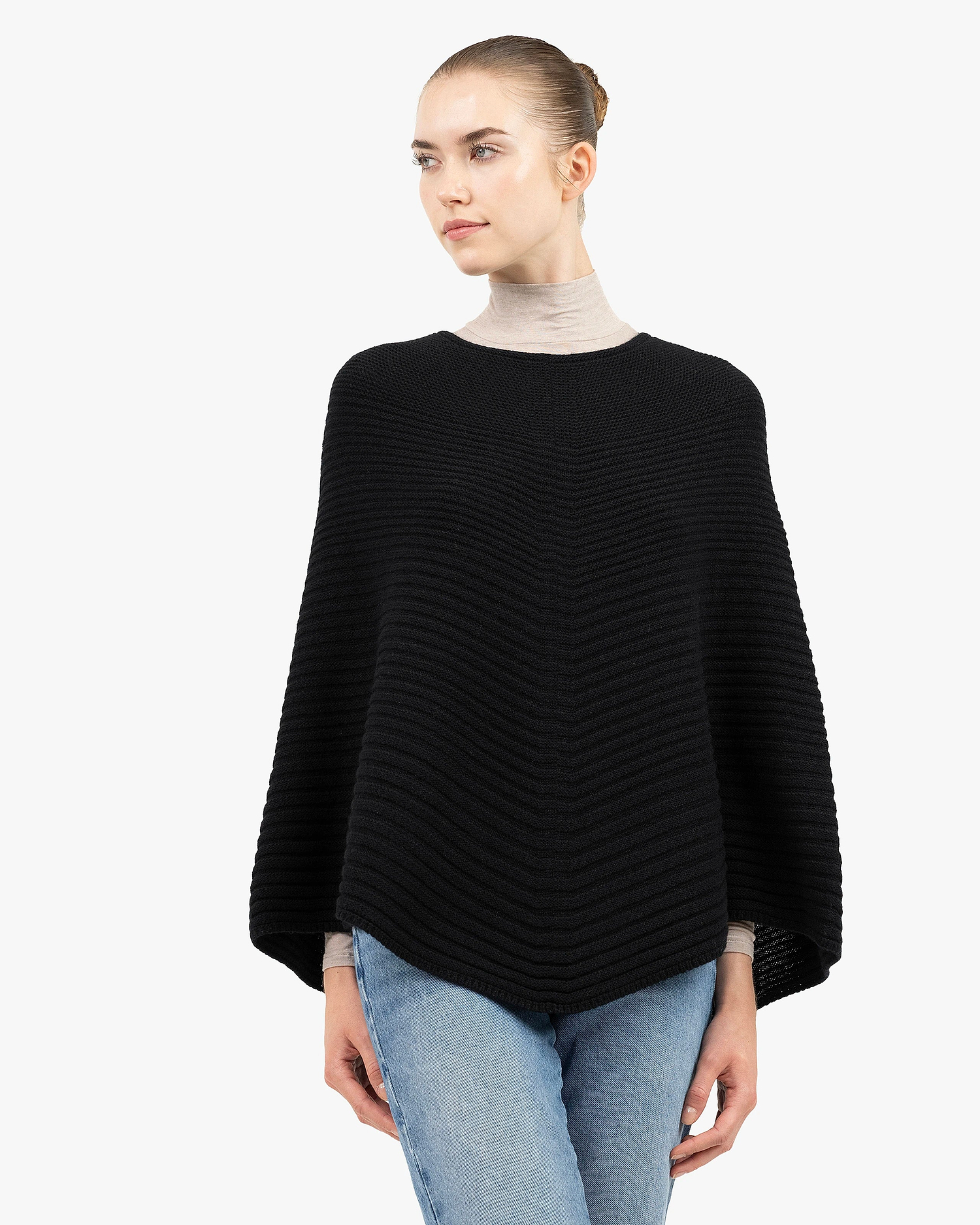 Sorbonne Poncho - Black Cashmere