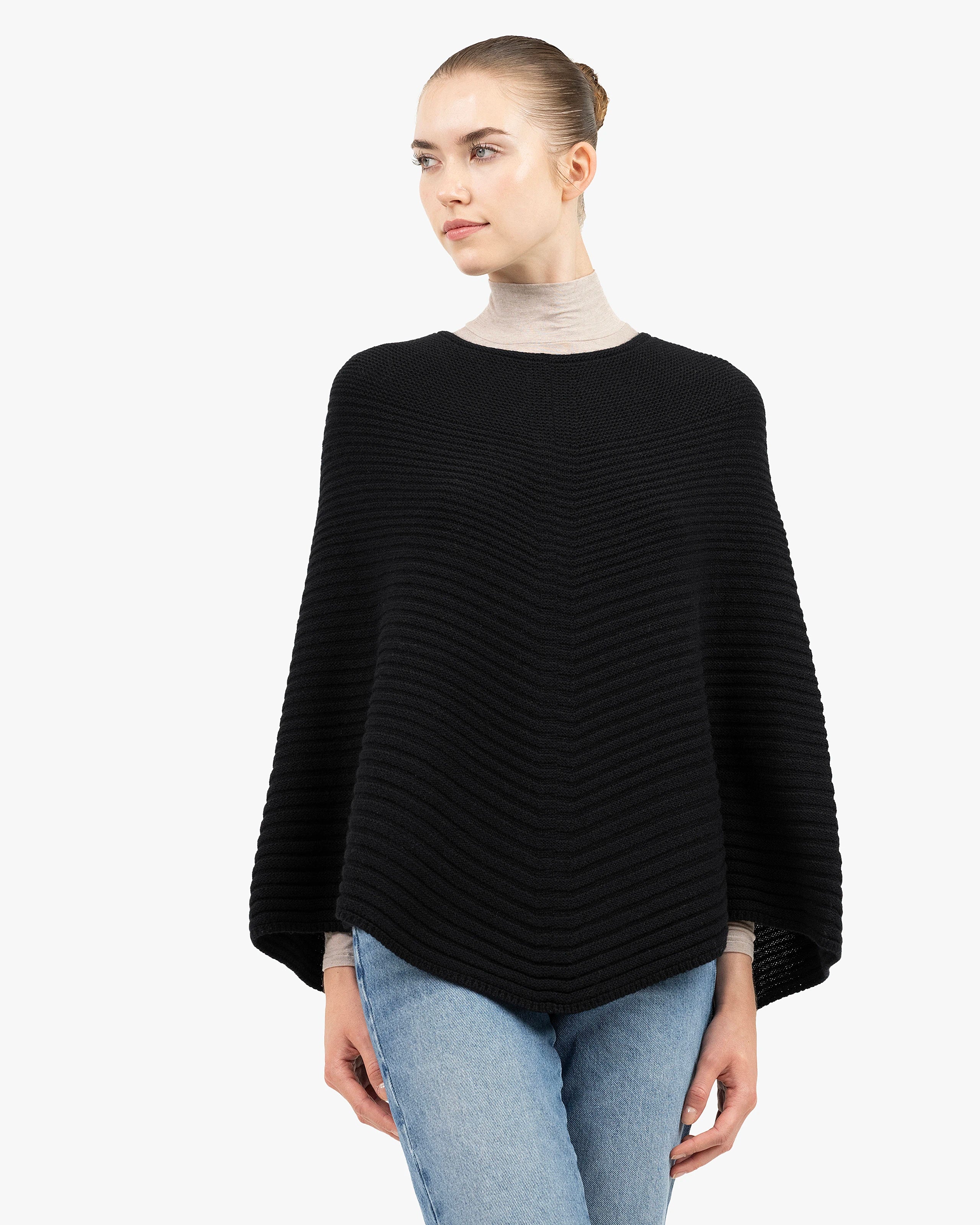 Sorbonne Poncho - Black Cashmere
