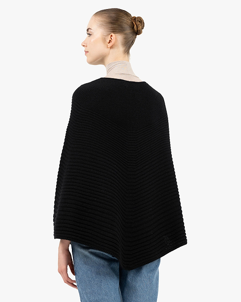 Sorbonne Poncho - Black Cashmere