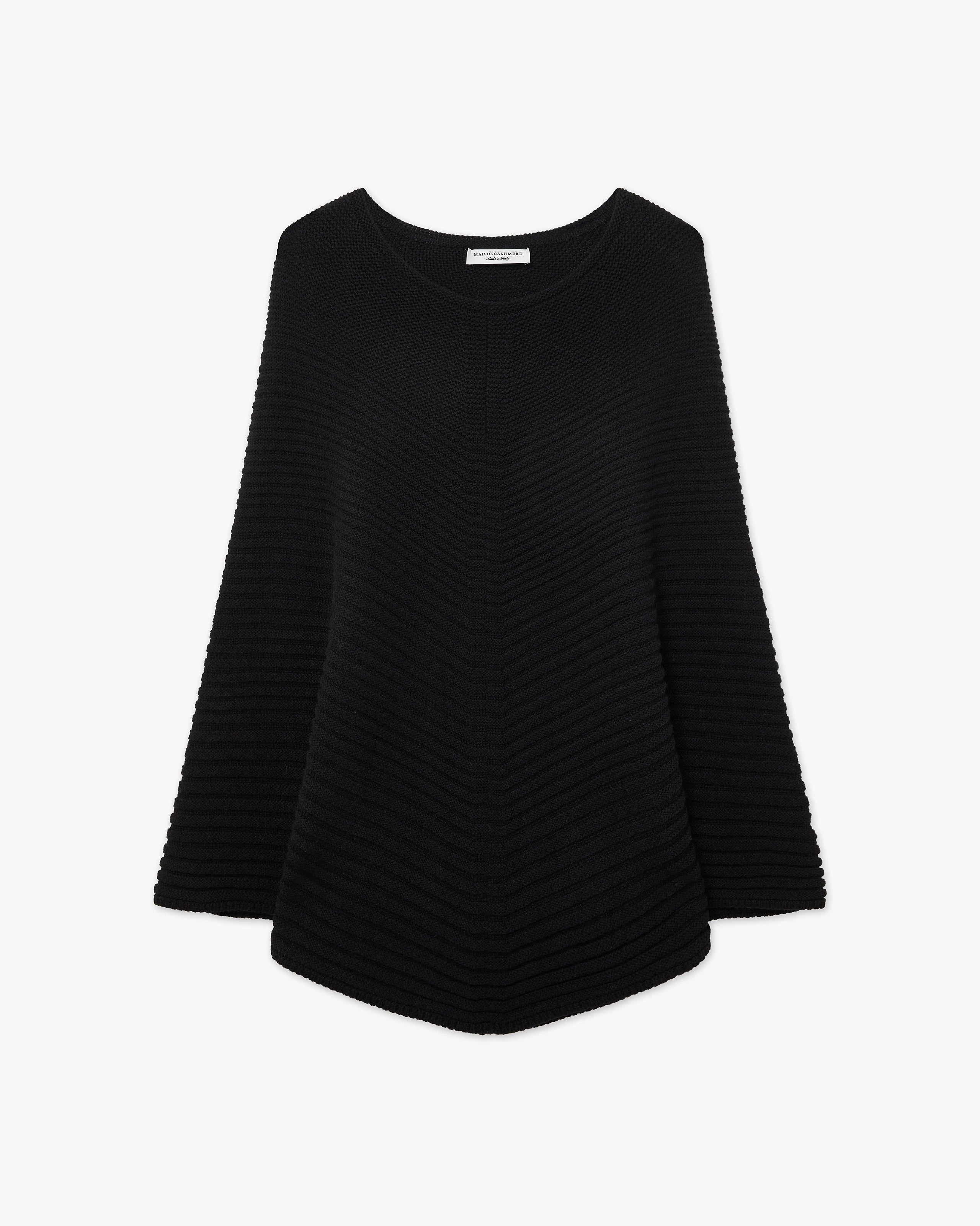 Sorbonne Poncho - Black Cashmere