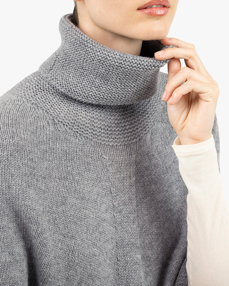 Selva Poncho - Medium Grey Cashmere