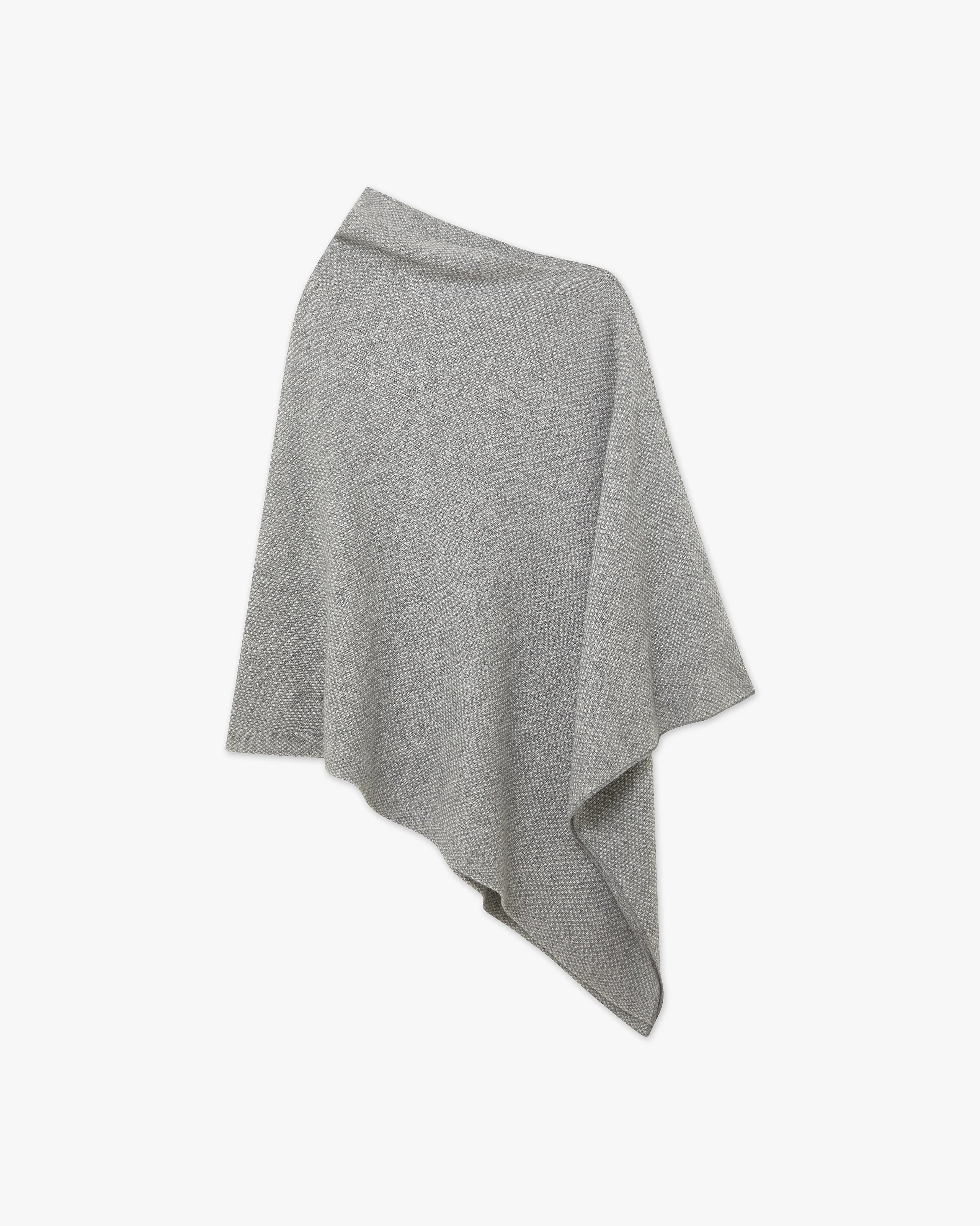 Two-Tone Poncho - Medium Grey Cashmere