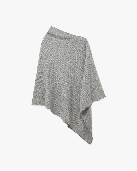 Two-Tone Poncho - Medium Grey Cashmere