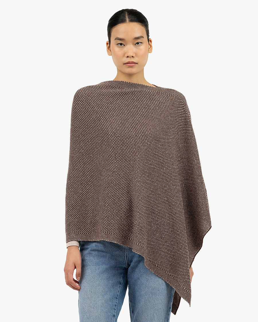 Two-Tone Poncho - Brown Cashmere