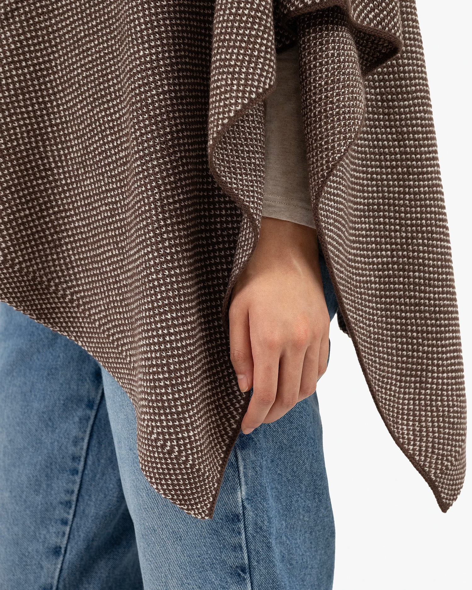 Two-Tone Poncho - Brown Cashmere