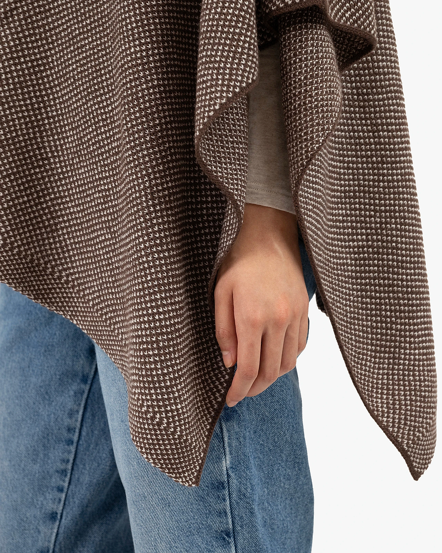 Two-Tone Poncho - Brown Cashmere