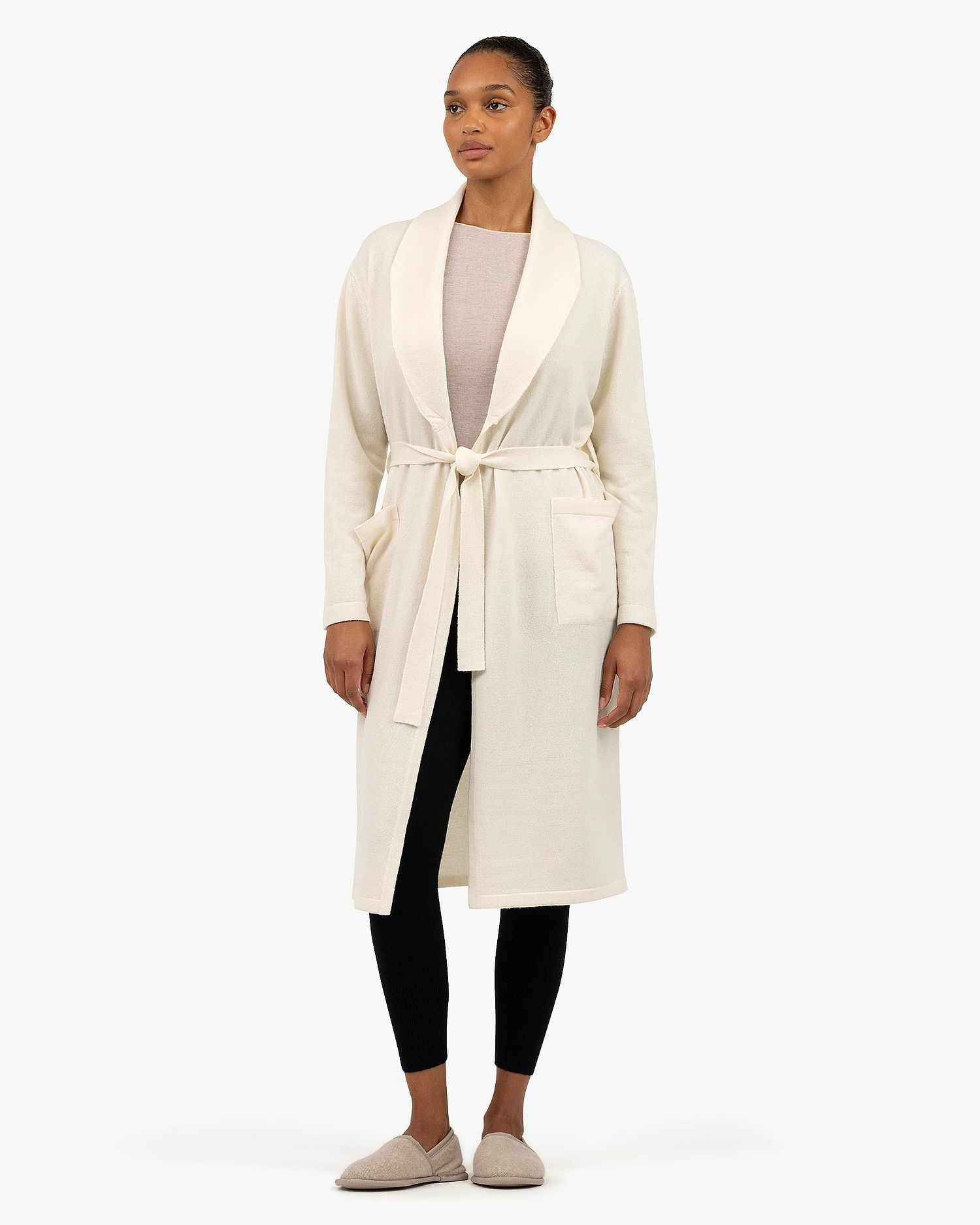 Lorien Lounge Robe - White - Cashmere - Made in Italy Lorien Lounge Robe - White - Cashmere - Made in Italy