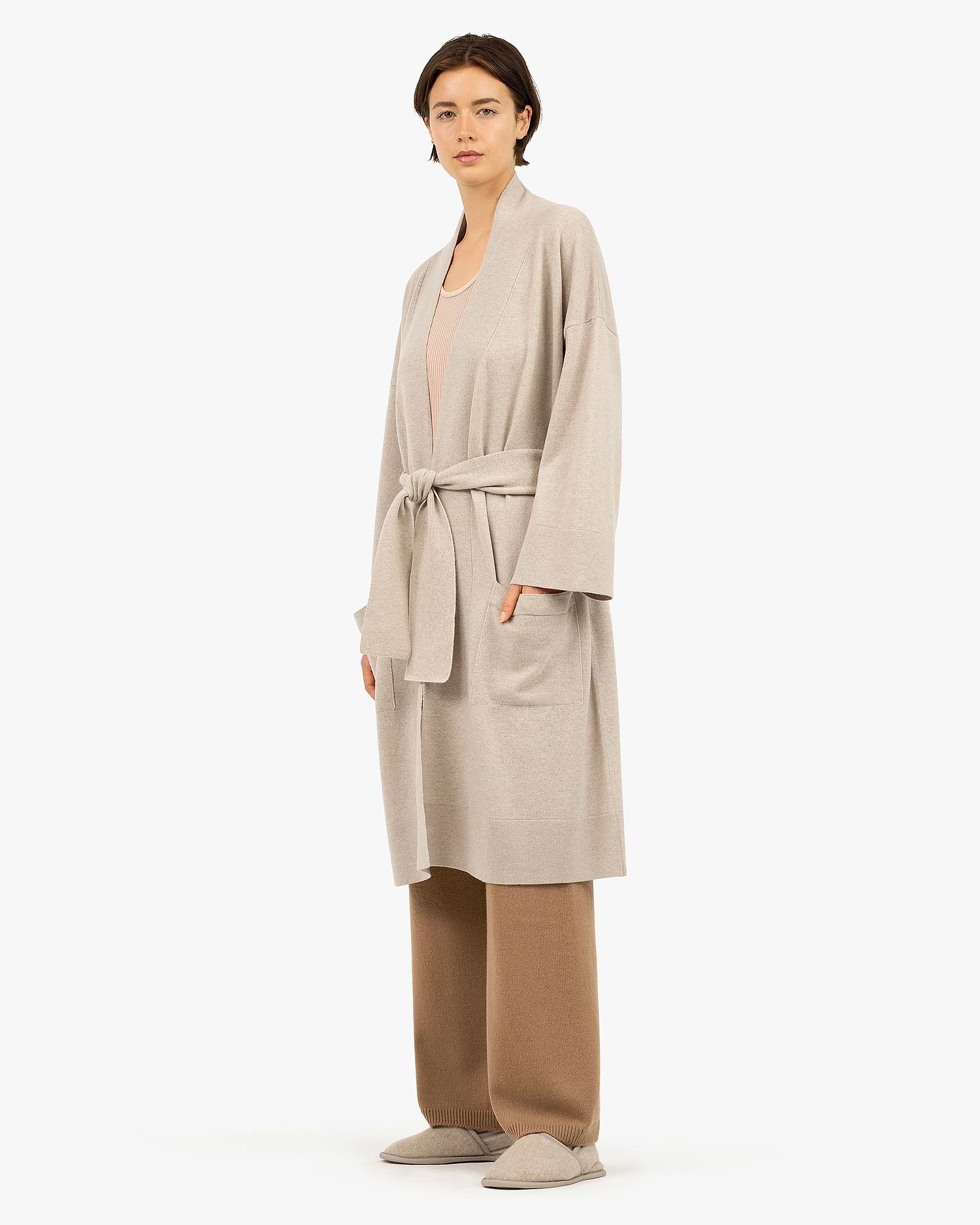 Women's Tha Cashmere Dressing Gown Beige | MaisonCashmere Women's Tha Cashmere Dressing Gown Beige | MaisonCashmere