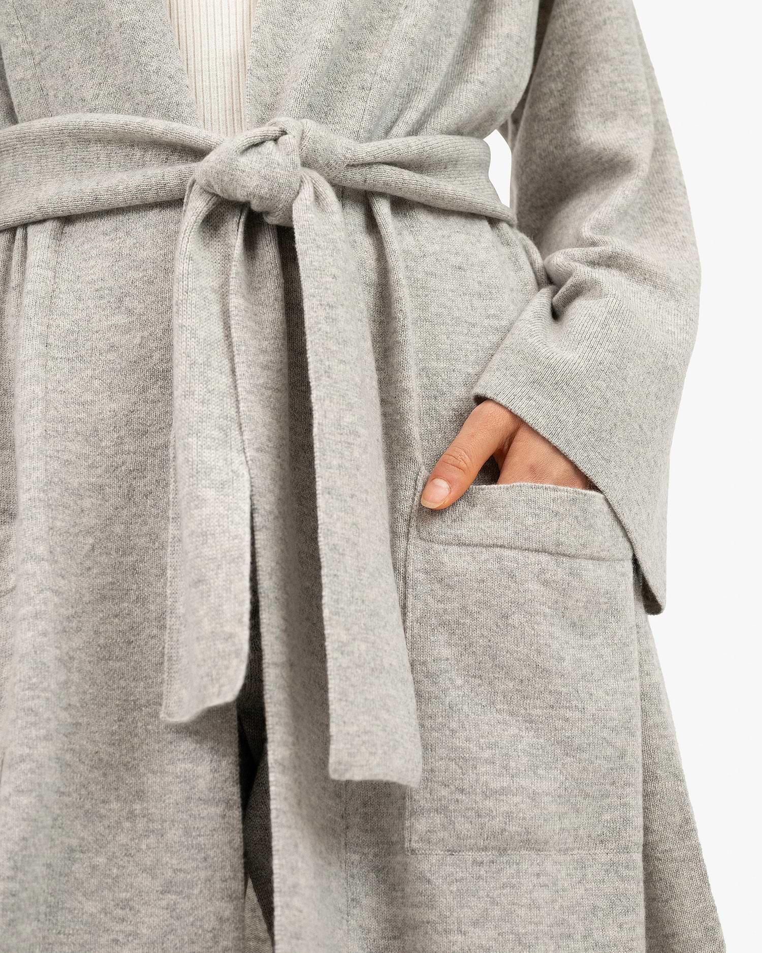 Tha Lounge Robe - Light Grey - Cashmere - Made in Italy Tha Lounge Robe - Light Grey - Cashmere - Made in Italy