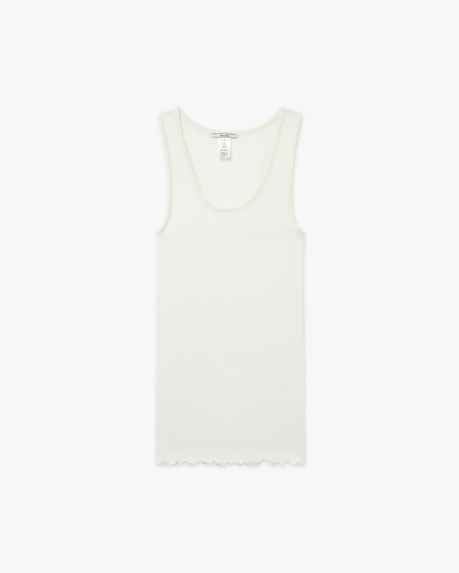 Scoop Neck Pleated Top - White Cotone / Seta