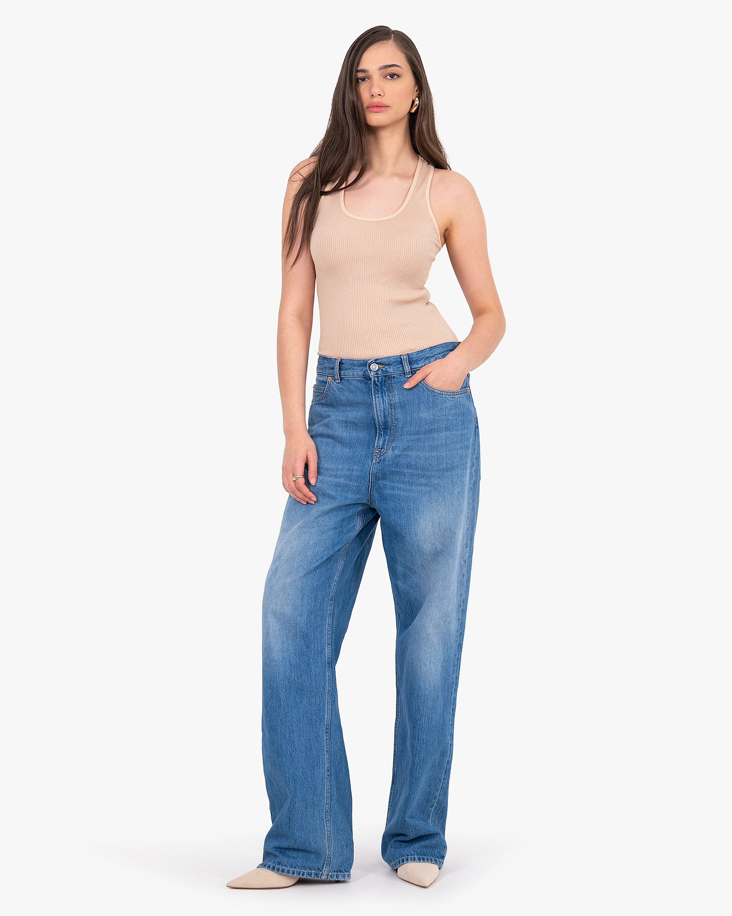 Scoop Neck Pleated Top - Blush Cotone / Seta