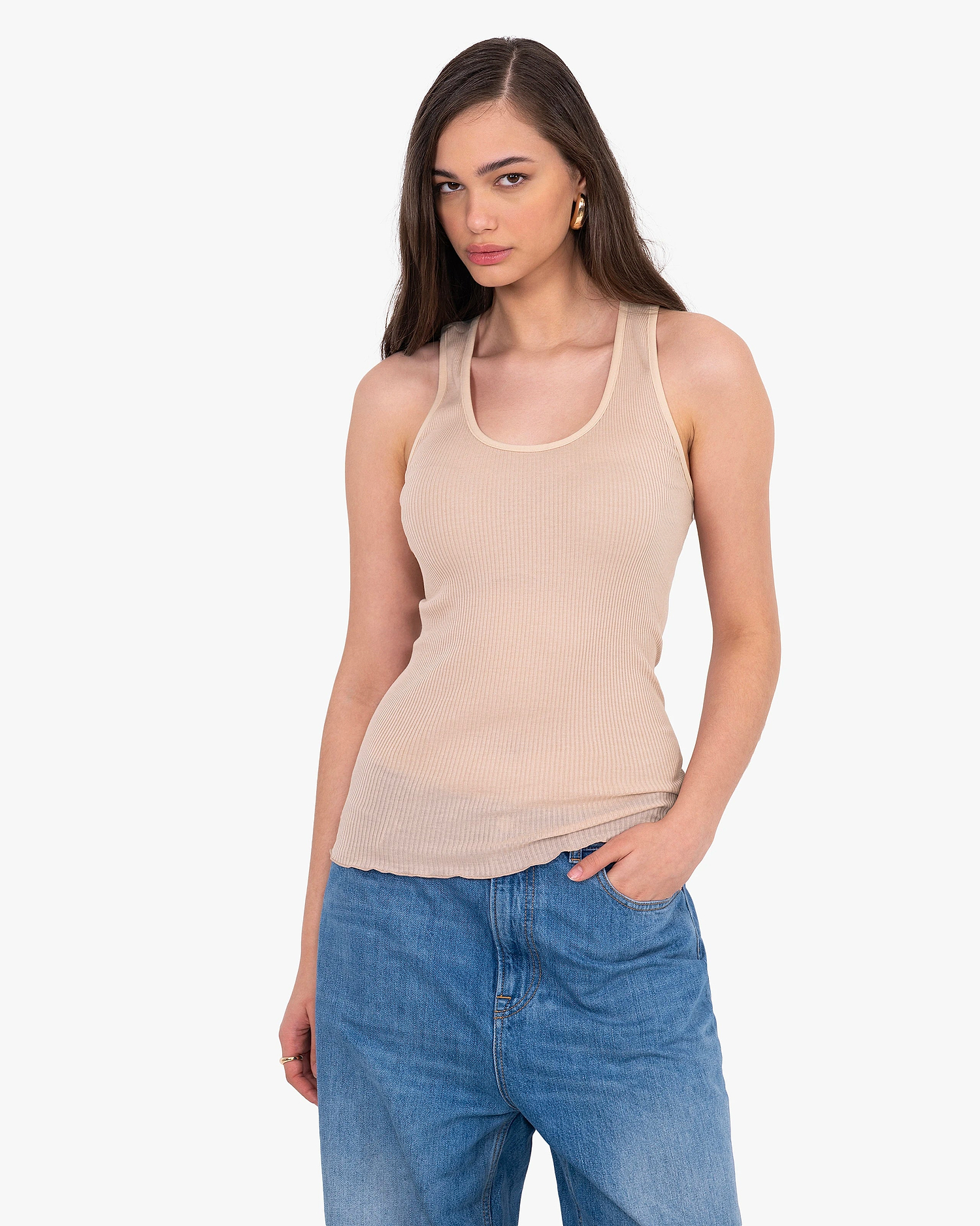 Scoop Neck Pleated Top - Blush Cotone / Seta