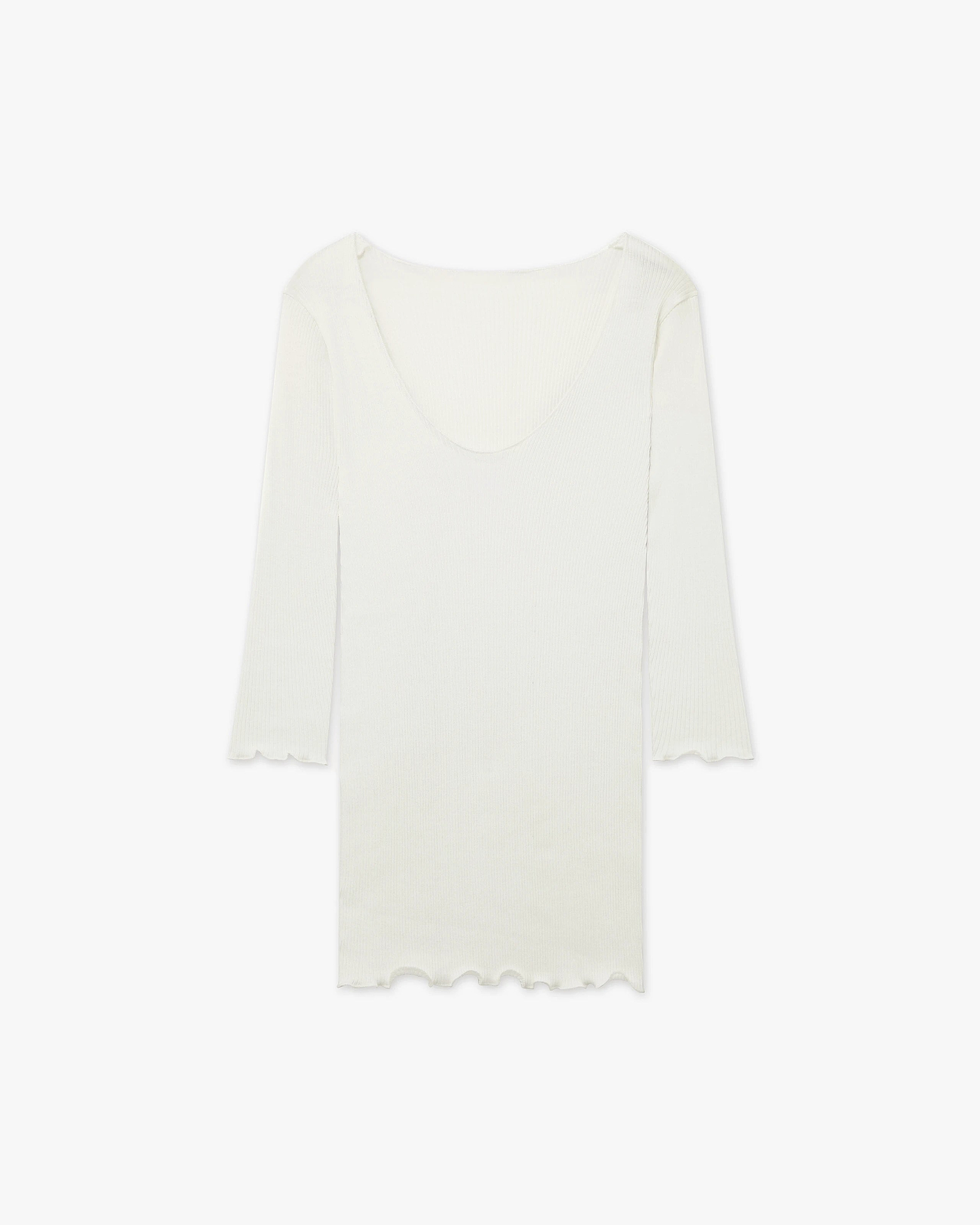 Pleated Scoop Neck Top - White Cotone / Seta