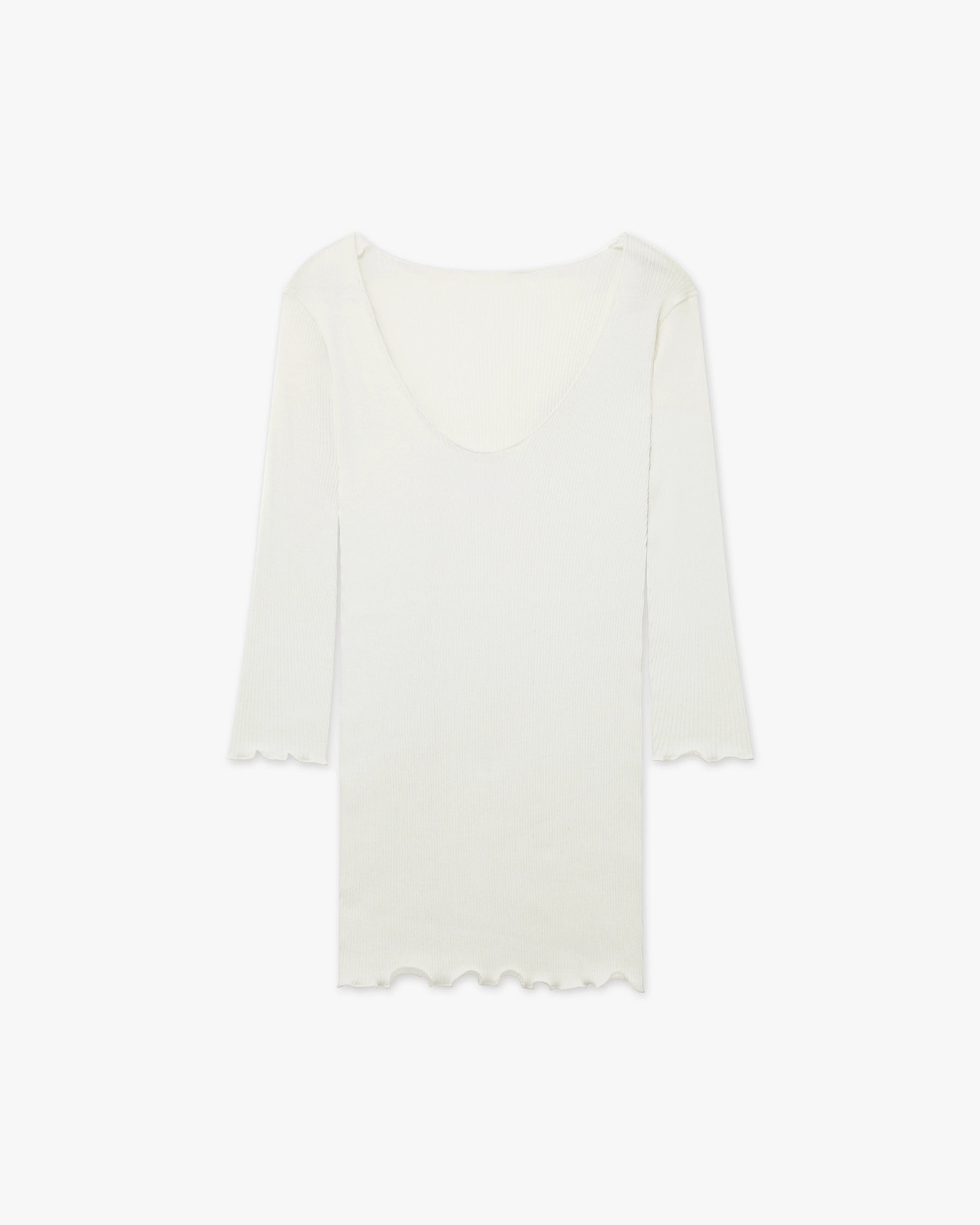 Pleated Scoop Neck Top - White Cotone / Seta