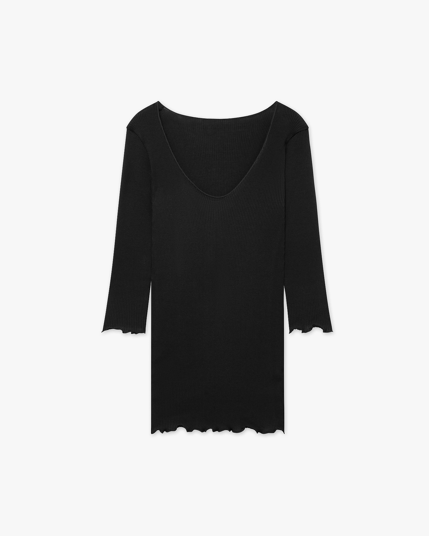 Pleated Scoop Neck Top - Black Cotone / Seta