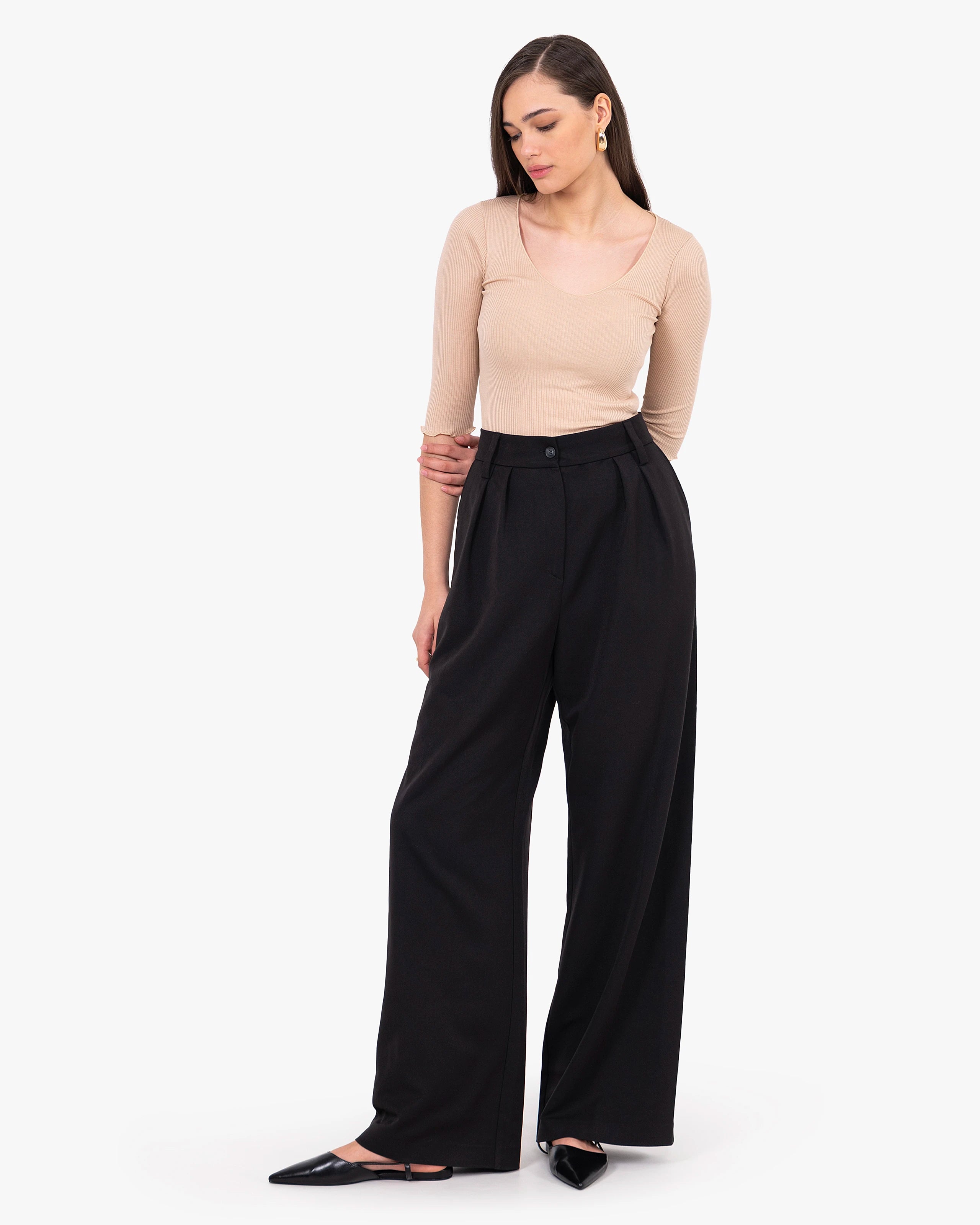 Pleated Scoop Neck Top - Blush Cotone / Seta