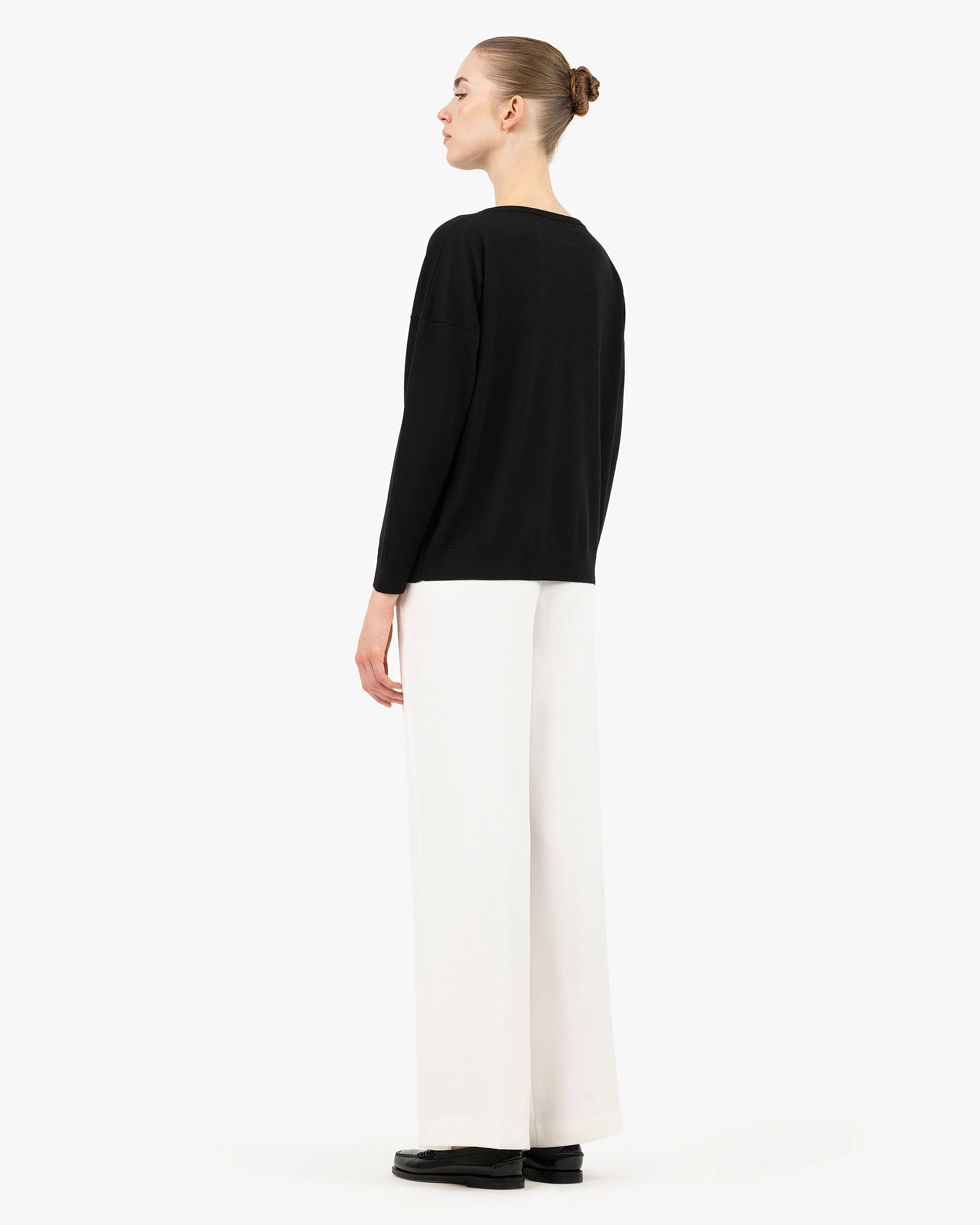 Seraphine Boat Neck Sweater - Black Merino Superfine
