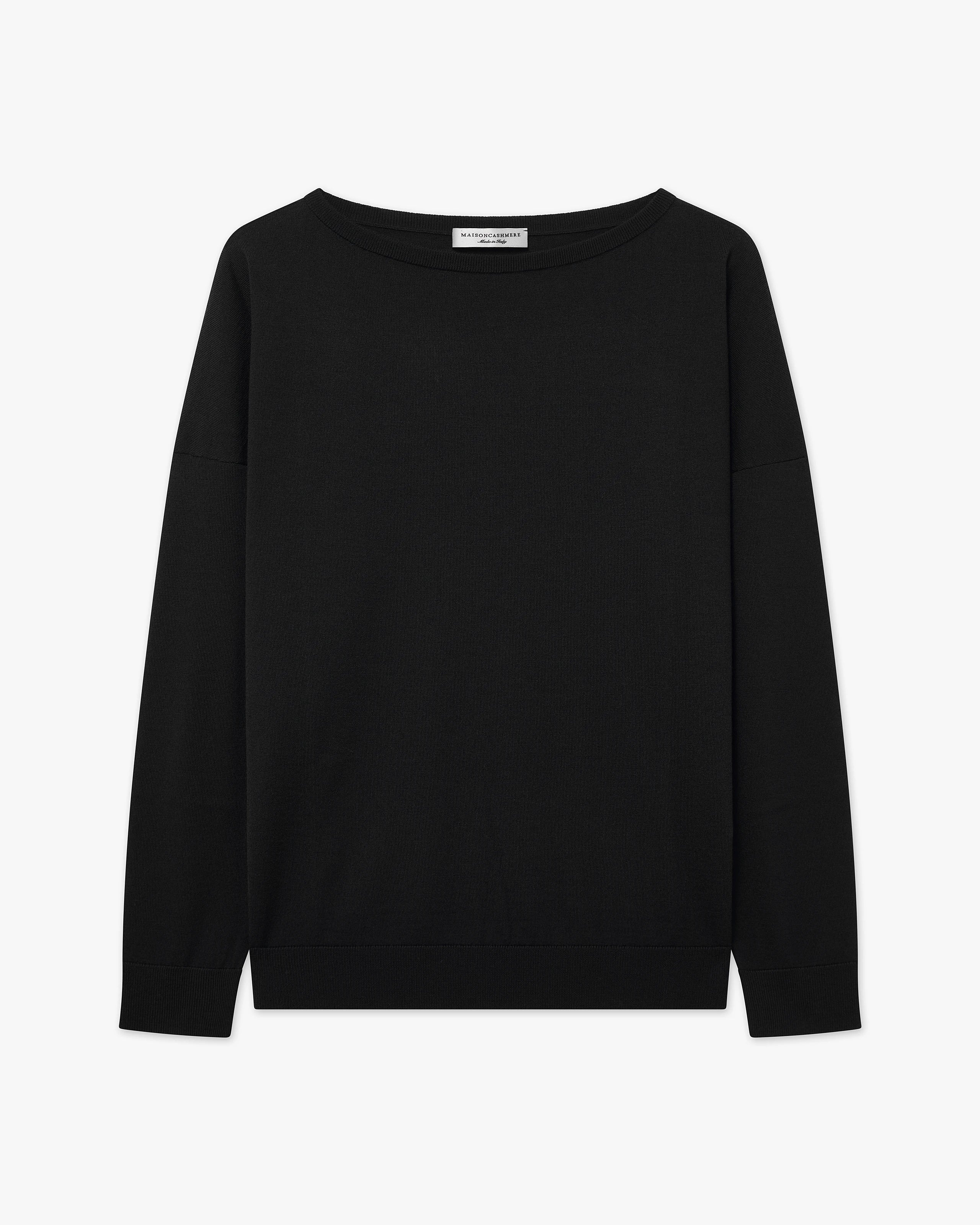 Seraphine Boat Neck Sweater - Black Merino Superfine