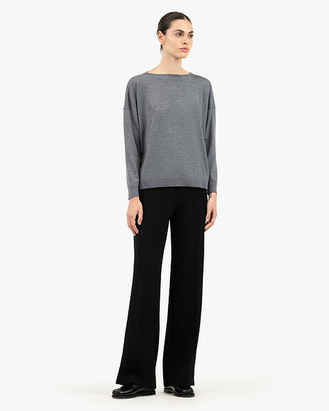 Seraphine Boat Neck Sweater - Grey Merino Superfine