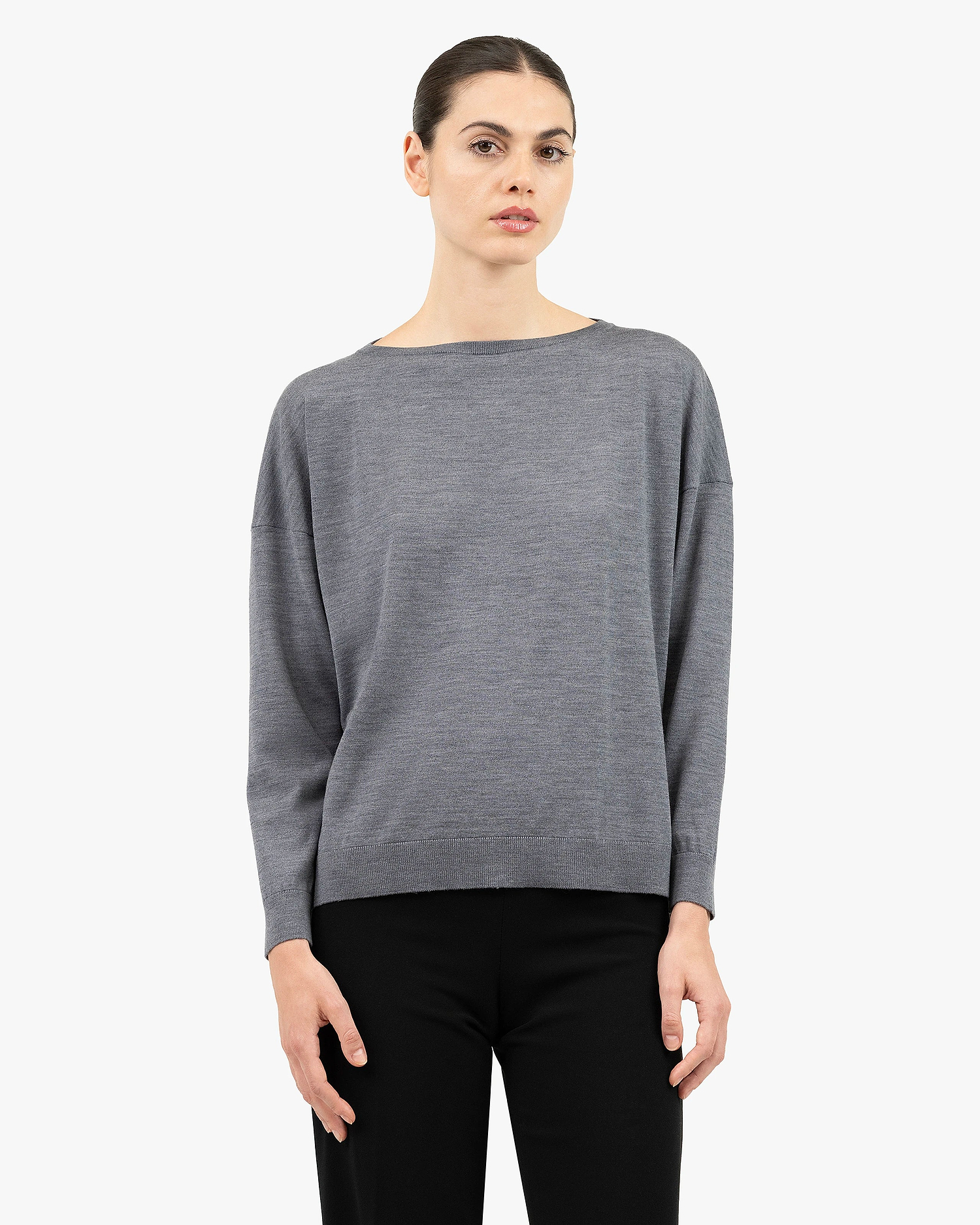 Seraphine Boat Neck Sweater - Grey Merino Superfine