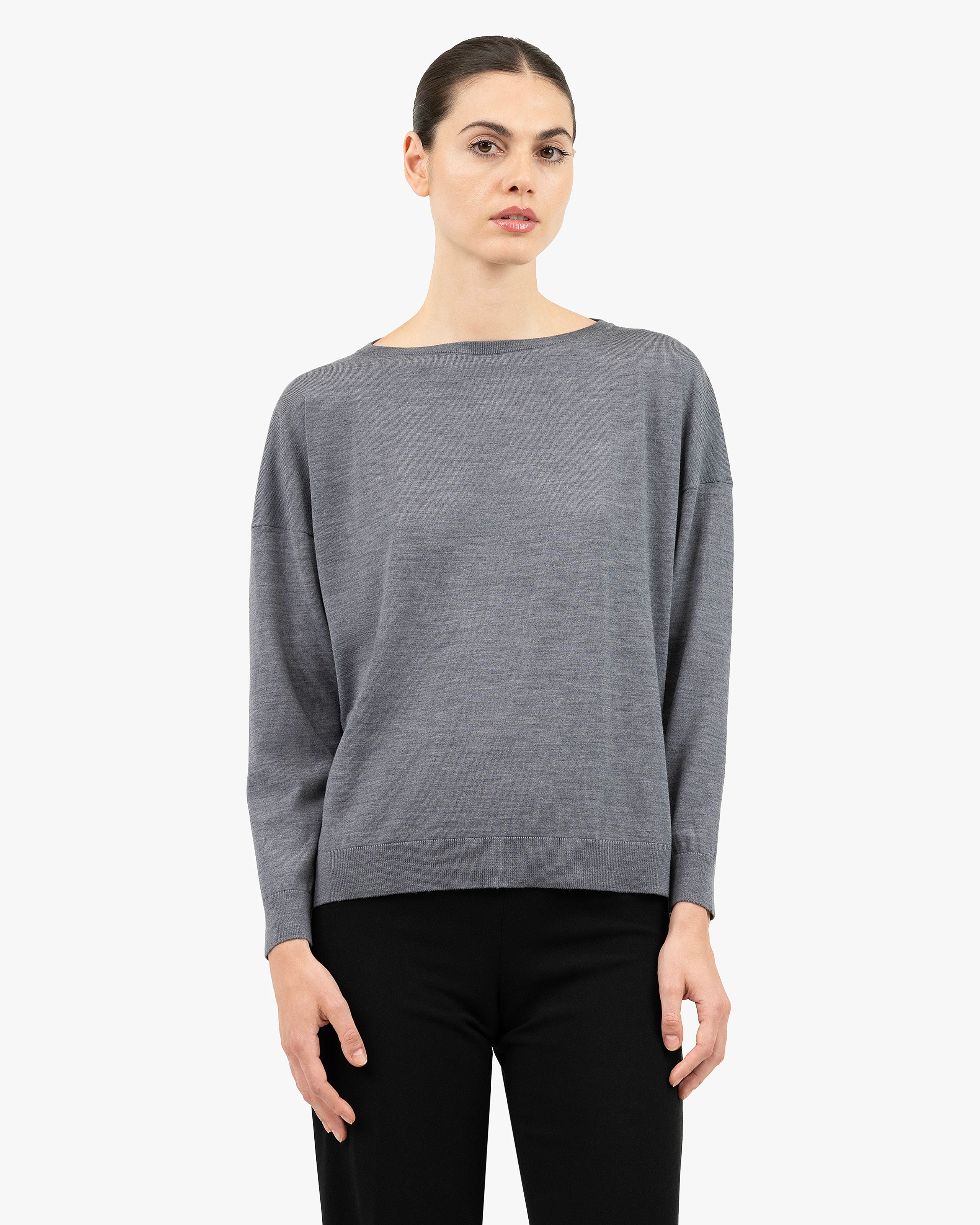 Seraphine Boat Neck Sweater - Grey Merino Superfine