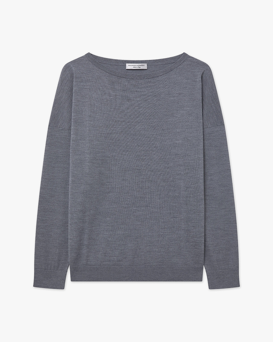 Seraphine Boat Neck Sweater - Grey Merino Superfine