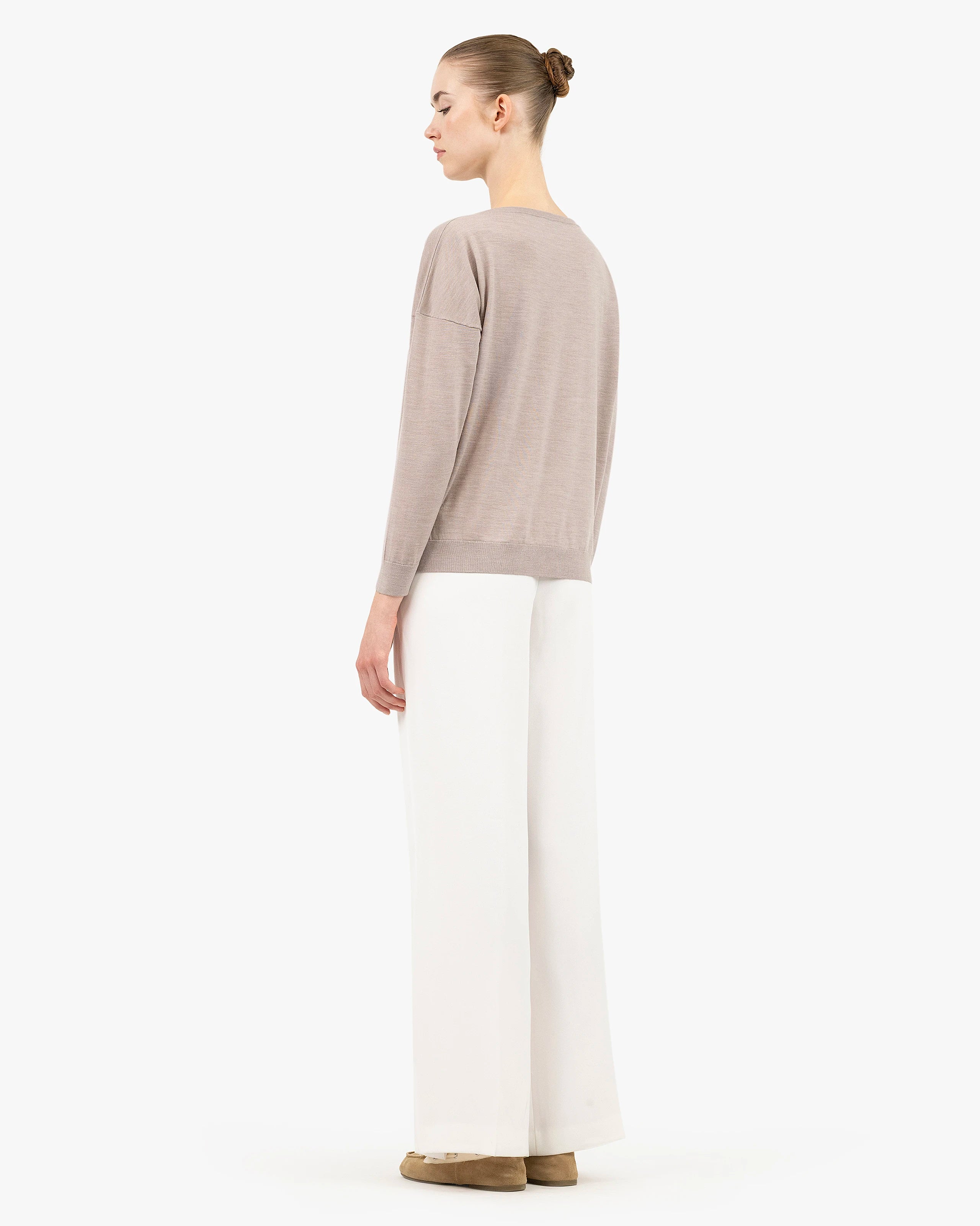 Seraphine Boat Neck Sweater - Beige Merino Superfine