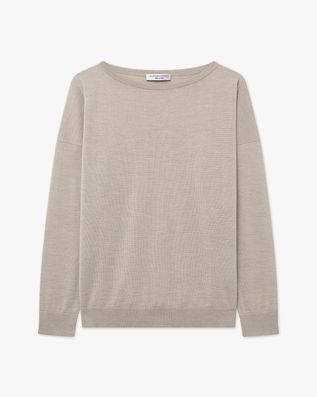 Seraphine Boat Neck Sweater - Beige Merino Superfine