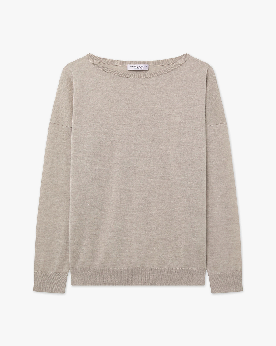 Seraphine Boat Neck Sweater - Beige Merino Superfine
