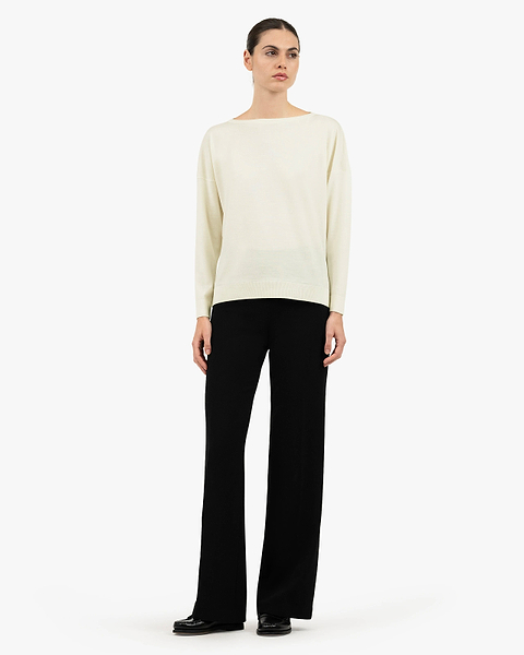 Seraphine Boat Neck Sweater - White Merino Superfine