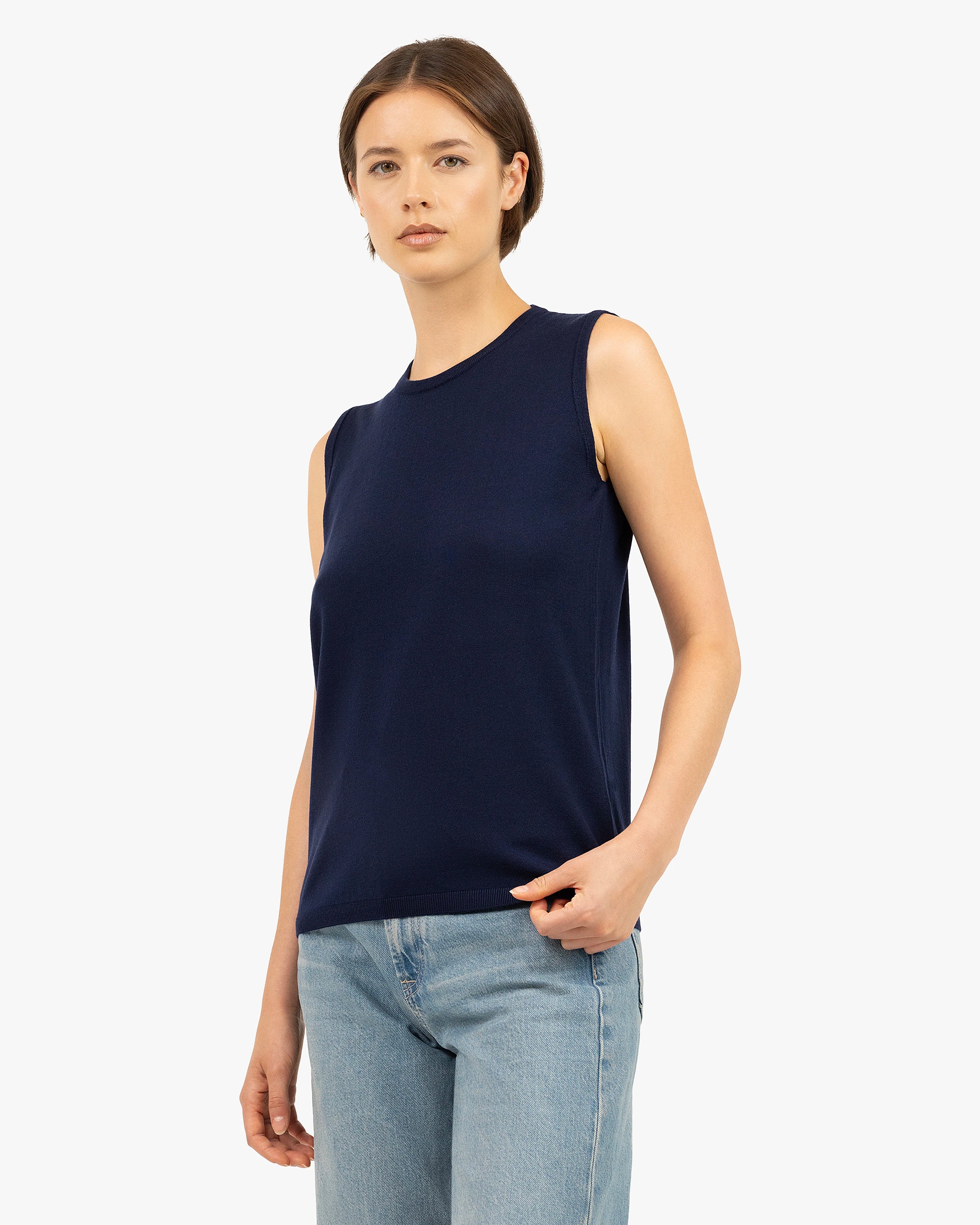 Seraphine Tank Top - Blue Merino Superfine