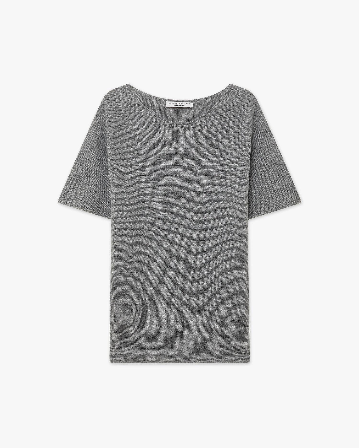 Soffio Boat Neck Tee - Medium Grey Cashmere