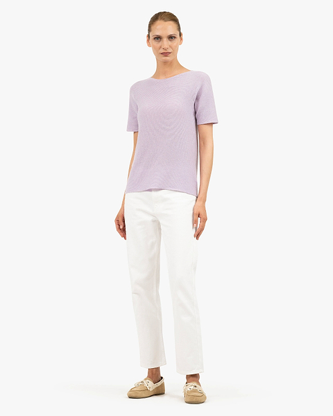 Soffio Boat Neck Tee - Lilac Cashmere