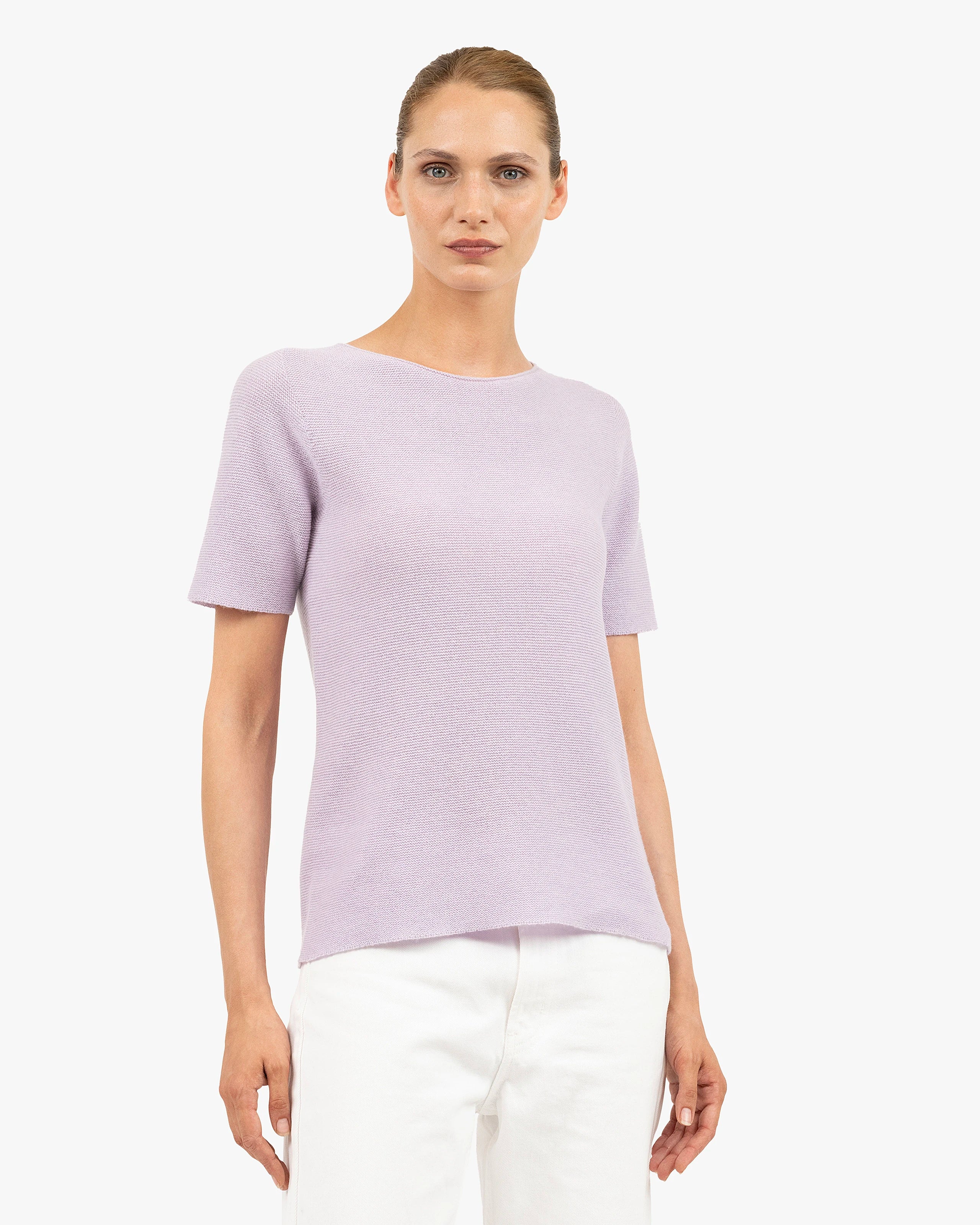 Soffio Boat Neck Tee - Lilac Cashmere