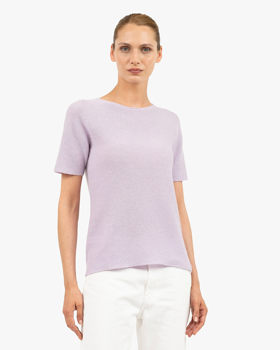 Soffio Boat Neck Tee - Lilac Cashmere