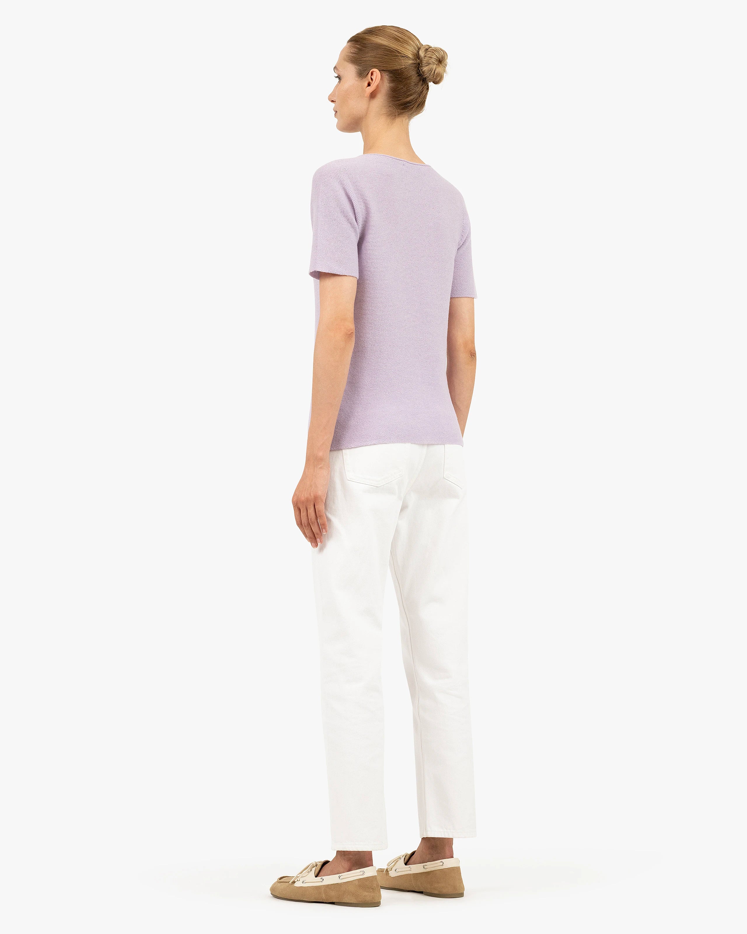 Soffio Boat Neck Tee - Lilac Cashmere