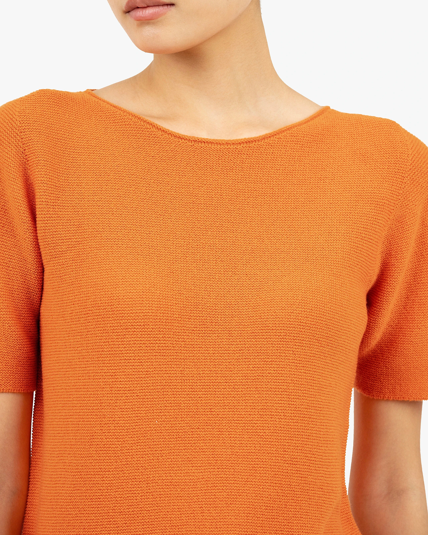 Soffio Boat Neck Tee - Orange Cashmere