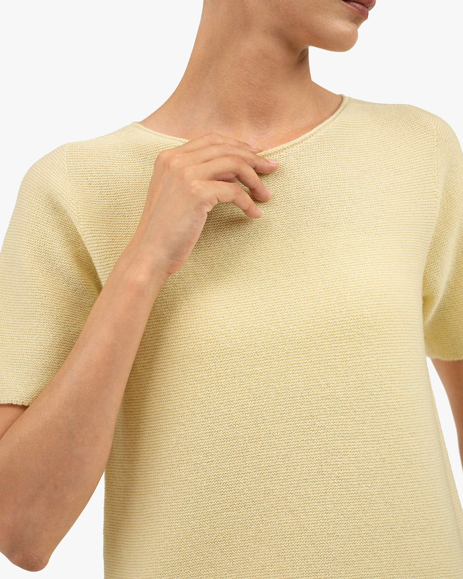 Soffio Boat Neck Tee - Yellow Cashmere