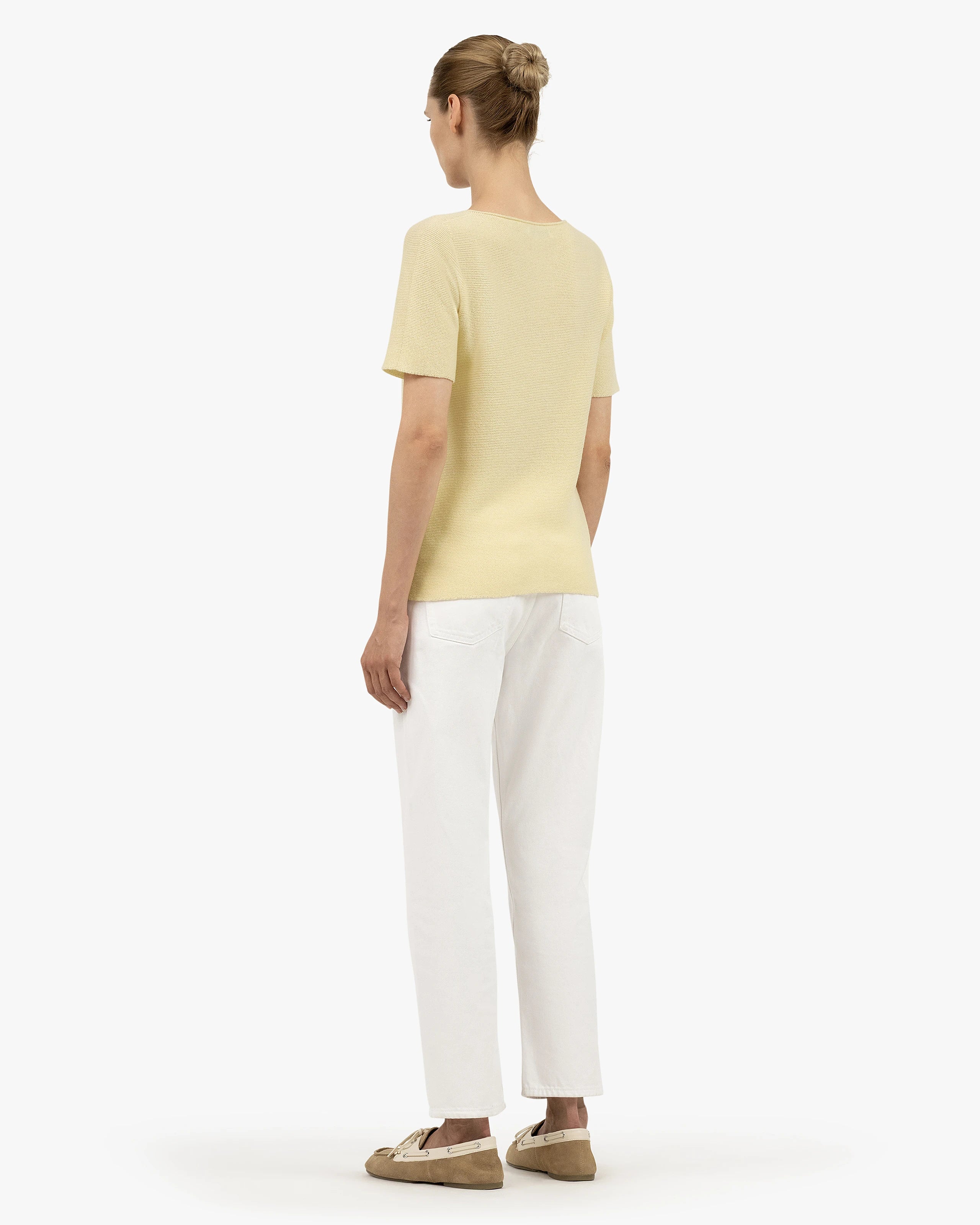 Soffio Boat Neck Tee - Yellow Cashmere