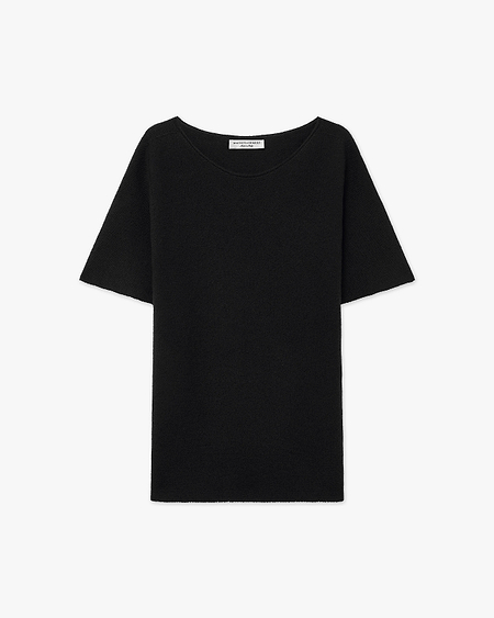 Soffio Boat Neck Tee - Black Cashmere