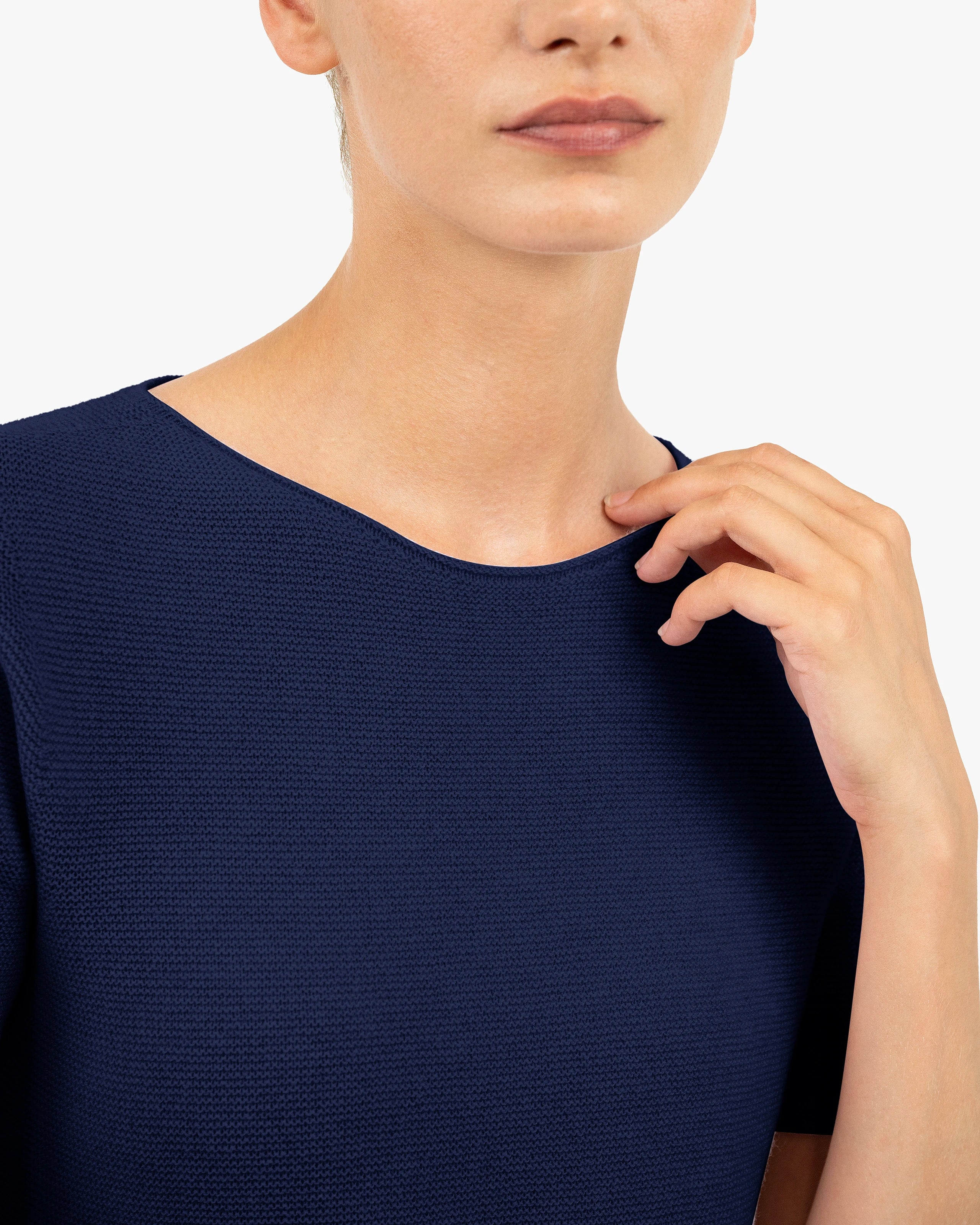 Soffio Boat Neck Tee - Blue Cashmere