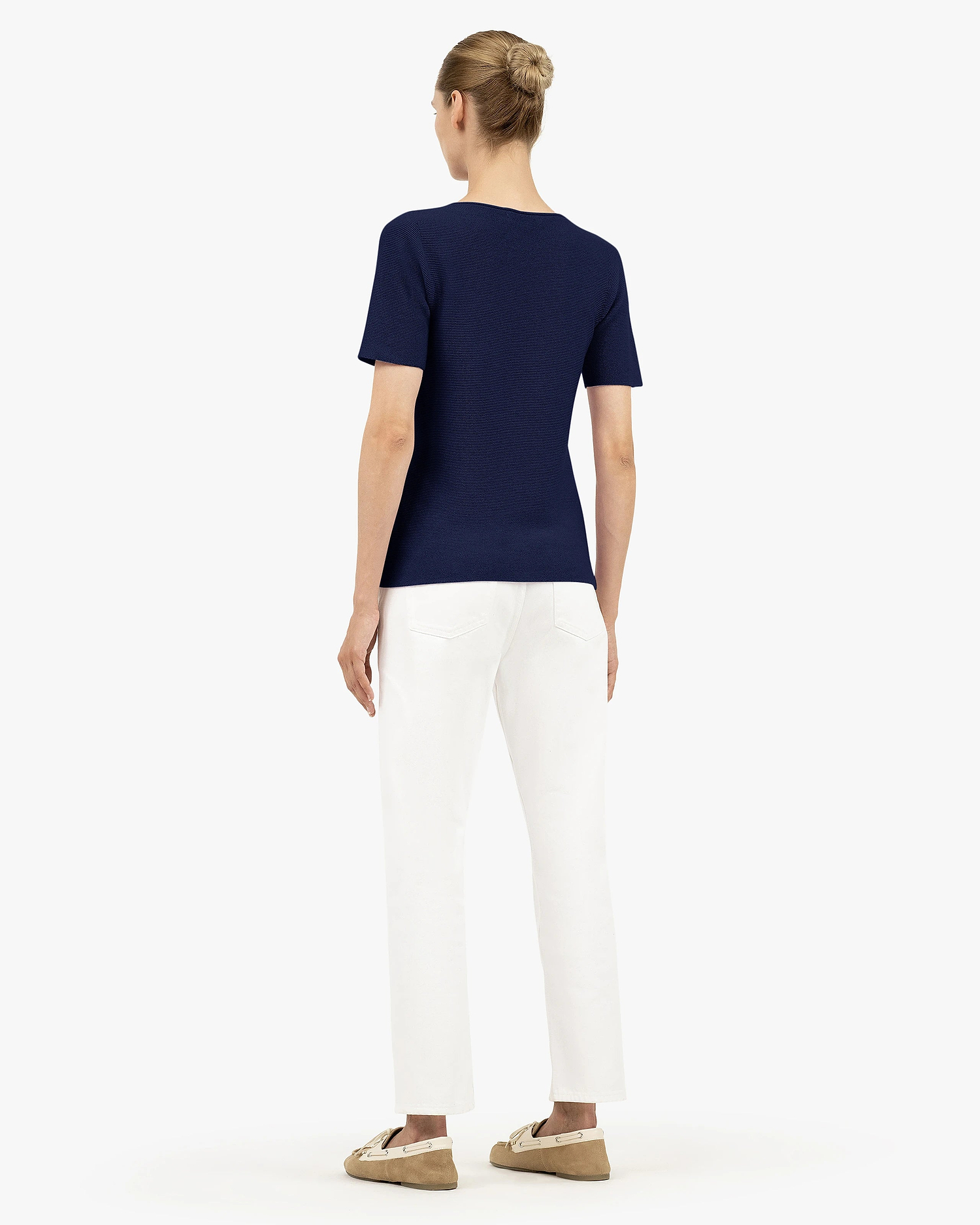 Soffio Boat Neck Tee - Blue Cashmere