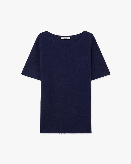 Soffio Boat Neck Tee - Blue Cashmere