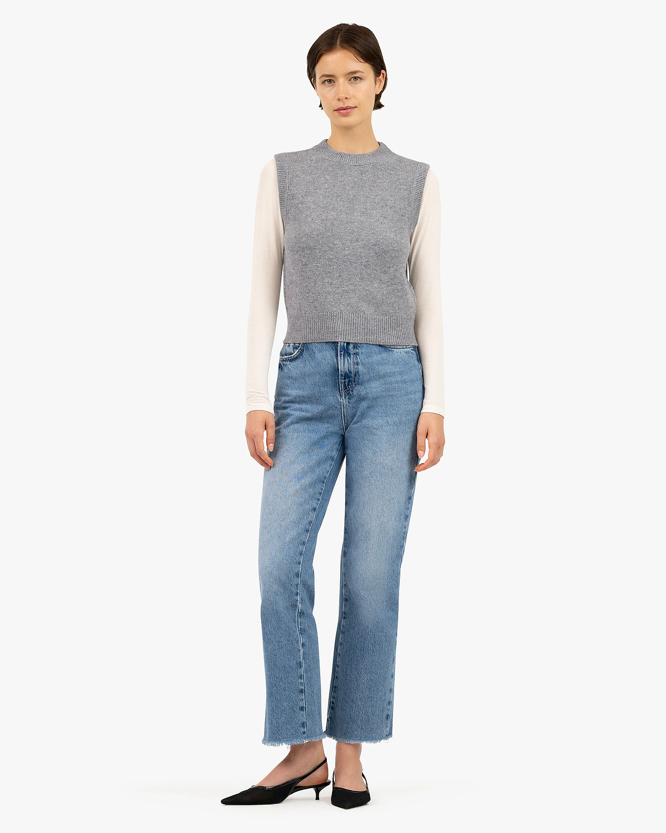 トップス soyy. Minimal mohair vest(GRAY) Sorapis Cashmere Cropped Vest - Medium Grey | MaisonCashmere